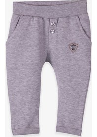 Resim Breeze Erkek Bebek Eşofman Altı Armalı Basic Açık Gri Melanj (9 Ay-3 Yaş 