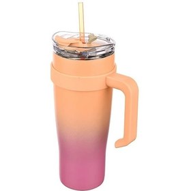 Resim Essence Pipetli Paslanmaz Çelik Termos Bardak - 1000 Ml Pembe - Turuncu 