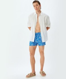 Resim Koton Deniz Şortu Oversize Etnik Baskılı Kısa Beli Bağcıklı Mavi Desenli 4sam00026mw Mavi Desenli Mavi 