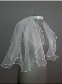 Resim Suzanna Moda Kırıkbeyaz 50 Cm Boy 3 Mt Eni Tek Kat Uçları Şerit Bukleli Dalgalı Taraklı Hayal Tül Gelin Duvağı Krem 