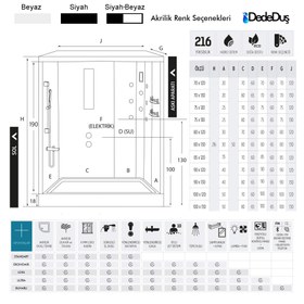 Resim Dikdörtgen Tekneli Buharlı | Masajlı Kompakt Duşakabin | Mod - 70x120 / Siyah / Tekneli 
