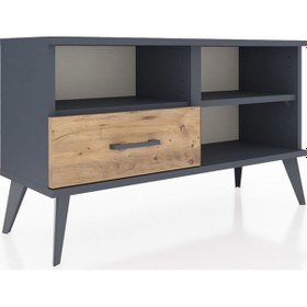 Resim Arges Şifonyer 2 Raflı Tek Çekmeceli 88x30x48 Antrasit-antrasit/çam Antrasit/çam 
