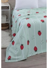 Resim Mulberry Çilek Desenli Tek Kişilik Pike Yatak Örtüsü 170 X 230 