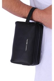Resim Pierre Cardin Siyah El Tutma Saplı Fermuar Kapamalı Erkek El Çantası - Potföy Çanta - Clutch 01PC002001 