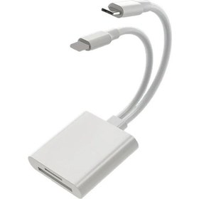 Resim 2'si 1 Arada Otg Kart Okuyucu Tip C Yıldırım Sd Tf Hafıza Kartı Adaptörü Pc White 
