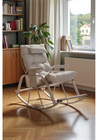 Resim Dicle Cepli Pofuduk Minderli Sallanan Sandalye Tv Koltuğu Krem 