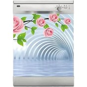 Resim Makinesi Sticker Kaplama Beyaz Eşya Kaplama 3D Tünel Pembe Güller 