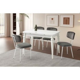 Resim Mobilgen Beyaz Pınar Sandalye 110+60 Arda Açılabilir Masa Takımı 