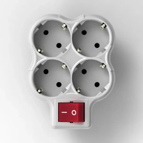 Resim Toptancı Amca Dörtlü Topraklı Fişli Priz Papatya Golyat Priz Çoğaltıcı (Anahtarlı) 