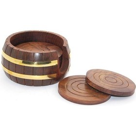 Resim Universal Pirinç Yuvarlak Ahşap Bardak Altı 