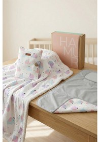 Resim Yenidoğan 3 Prç Anne Bebek Hediyesi Hastane Çıkışı Battaniye Alt Açma Çantası Organizer Set Elephant 