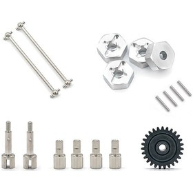 Resim Wltoys 1/14 144001 Rc Araç İçin Alüminyum Aks Seti Ve 27 Dişli Motor Dişlisi 