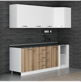 Resim Minar 225cm Köşe Mutfak Dolabı - Beyaz/dore K225-d3 