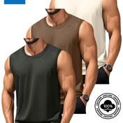Resim Erkek Yaz Spor Yeleği 3 Adet Set - Kolsuz Atletik Tank Üstleri Göğüs Cebi ile, Nefes Alabilen Pamuk, Koşu, Basketbol, Antrenman ve Günlük Giyim için Normal Beden, Egzersiz Gömlekleri, Spor Aktivewear, Klasik Sweatshirt, Şeffaf Olmayan Kumaş 