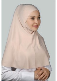 Resim Altobeh Hazır Türban Peçeli Pratik Eşarp Tesettür Nikaplı Hijab - Namaz Örtüsü Sufle (XL) - Bej 