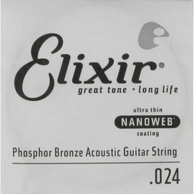 Resim Elixir 14124 Nanoweb Phosphor Bronze Tek Akustik Gitar Teli (24) 