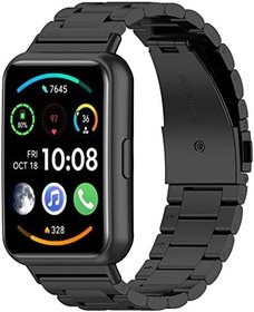 Resim Coverzone Huawei Watch Fit 2 ile uyumlu Metal tasarımlı Paslanmaz Çelik, Toz ve Kirden Koruyan, Huawei Watch Fit 2 ile uyumlu Imbrication Akıllı Saat Kordunu Siyah 