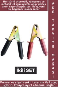 Resim Wintoup Premium Otomobil Motosiklet Kamyonet Güçlü Mekanizma Artı Eksi Büyük Boy Akü Takviye Kablo Maşası 