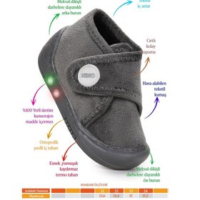 Resim Kiko Kids Petri Günlük Işıklı Kız Bebek Ev Okul Kreş Panduf Gri Gri 