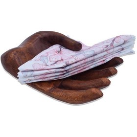 Resim Ahşap Peçetelik El Şeklinde Tik Ağacı El Yapımı Tek Parça 