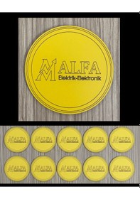 Resim 10'lu Kişiye / Şirkete Özel Logolu Bardak Altlığı Seti Lazer Kesim Kurumsal Hediye 9 Cm Sarı 