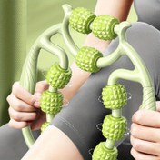 Resim 1 adet Yoga 9 Tekerlekli Silindir, Yoga Eğitim Cihazı U-şekilli Pilates Silindiri, İş Rahatlaması ve Tatil Hediyeleri için Uygun 