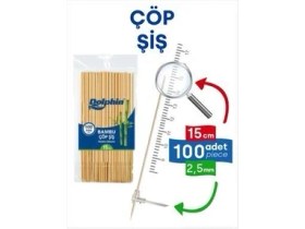 Resim Çöp Şiş 15 Cm, 100 Adet, 2,5 mm - Adana, Urfa, Et, Tavuk, Sebze Şiş Kebap Yemekler Için Bambu Şiş 