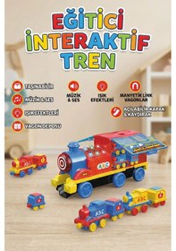 Resim Eğitici İnteraktif Tren Seti - Sesli, Işıklı, Manyetik Vagonlu Ve Kaydıraklı Büyük Oyuncak 