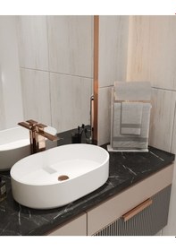 Resim Aju Havluluk Tezgah Üzeri Kağıt Havluluk Ev Banyo Dekorasyonu Paslanmaz Metal Tasarım Montaj Gerektirmez Beyaz 