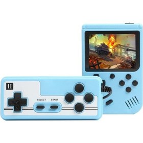 Resim Retro Mini El Video Oyun Konsolu 8-bit 3.0 Inç Renkli Lcd Ekran Dahili 500 Oyun Blue-doubles 