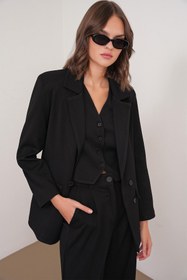Resim Mixray 4745 Kadın Oversize Blazer Ceket Siyah 