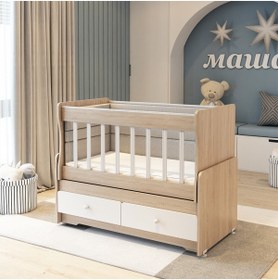 Resim Patiko Furniture Swing 2 Çekmeceli Mdf Çıtalı Beşik (60x120) 