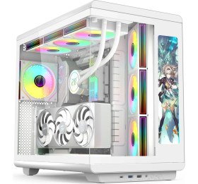 Resim Gametech Vision 12 İnç LCD Ekranlı, Kumandalı, 7x120mm ARGB Fanlı Gaming Akvaryum Kasa - Beyaz 