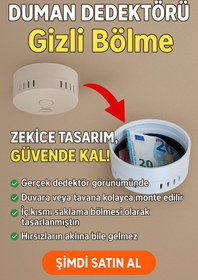 Resim Bofen Duman dedektörü görünümlü Gizli bölmeli para altın saklama kasası 