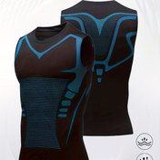 Resim 1 adet Erkek Hızlı Kuruyan Atletik Gömlek - Nefes Alabilen, Esnek Kolsuz Koşu Eğitim Üstü ile Geometrik Desenli, Spor Salonu için Formlu Tişört, Günlük Giyim ve Sporlar için Makinede Yıkanabilir, Tüm Sezon Konforu, Spor Yeleği | Şık Spor Gömleği | Nefes Alabilen Kumaş, Spor Salonu Giysileri 
