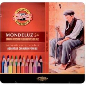 Resim Koh-i Noor Mondeluz Aquarell Boya Kalemi 24 Renk Metal Kutu 
