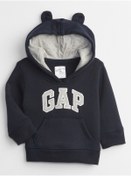 Resim GAP Erkek Bebek Lacivert Logo Kapüşonlu Sweatshirt 