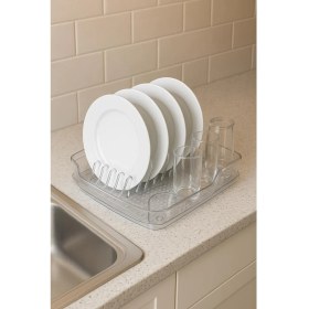 Resim EstoreBox Şeffaf Akrilik Tabaklık Bulaşıklık Düzenleyici 2 Parça 37X38X7 cm 