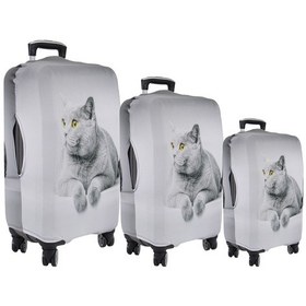 Resim My Saraciye My77 Gri Kedi Valiz Kılıfı / Bavul Koruyucu Örtüsü Büyük, Orta, Kabin Boy Set Gri 