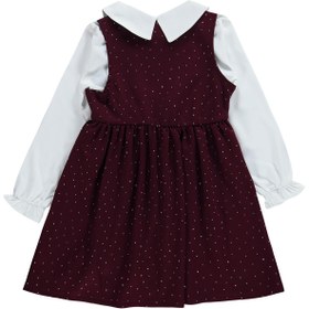 Resim Civil Girls Taş Baskılı 6-9 Yaş Elbise - Bordo - Bordo / 9-10 Yaş 