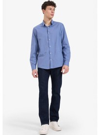 Resim DeFacto Regular Fit Polo Yaka Keten Yazlık Uzun Kollu Gömlek E1729AX25SPBE783 