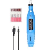 Resim Pazly Hızlı Ayarlı Manikür Makinesi - 6 Taşlama Uçlu Usb Mini Tırnak Törpü, Mavi 