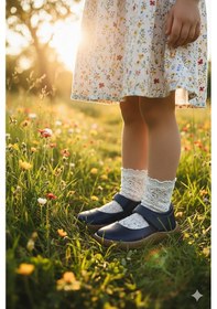 Resim Kiko Kids Lida %100 Deri Günlük Kız Çocuk Babet Ayakkabı Lacivert Lacivert 