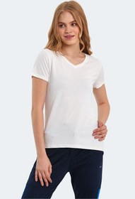 Resim Slazenger PERICAS Kadın V Yaka Ekru Tişört 