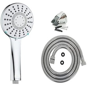 Resim Rainy Lüks Duş Seti - 5 Fonksiyonlu Masaj Duş Başlığı + 150cm Ekstra Uzun Çift Kenetli Duş Spirali Hortumu + Duş Başlığı Mafsal Askısı Siyah 