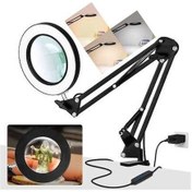 Resim Ulzyvf Salıncak Renk Masa Lümen Lens Led Lambası Kol Kırmızı Karartma, Işıklandırılmış Işık İnç İle Gerçek Clamp Cam Büyüteç, Büyüteç, Basamaksız Ayarlanabilir 4.2 3 10x 1.800 Mr, Masaüstü Aydınlatma Kırmızı 