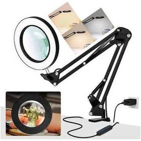 Resim Ulzyvf Salıncak Renk Masa Lümen Lens Led Lambası Kol Kırmızı Karartma, Işıklandırılmış Işık İnç İle Gerçek Clamp Cam Büyüteç, Büyüteç, Basamaksız Ayarlanabilir 4.2 3 10x 1.800 Mr, Masaüstü Aydınlatma Kırmızı 