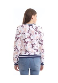 Resim Kadın Triko Yaka Desenli Sweatshirt Beyaz 