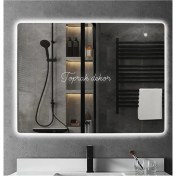 Resim Toprak Dekor 90*70 Beyaz Ledli Banyo Aynası Ledli Ayna Tuvalet Aynası Boy Aynası 