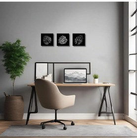 Resim Özel Tasarım Metal Tablolar Boho Yaprak Boho Leaf Metal Duvar Tablosu Doğal 